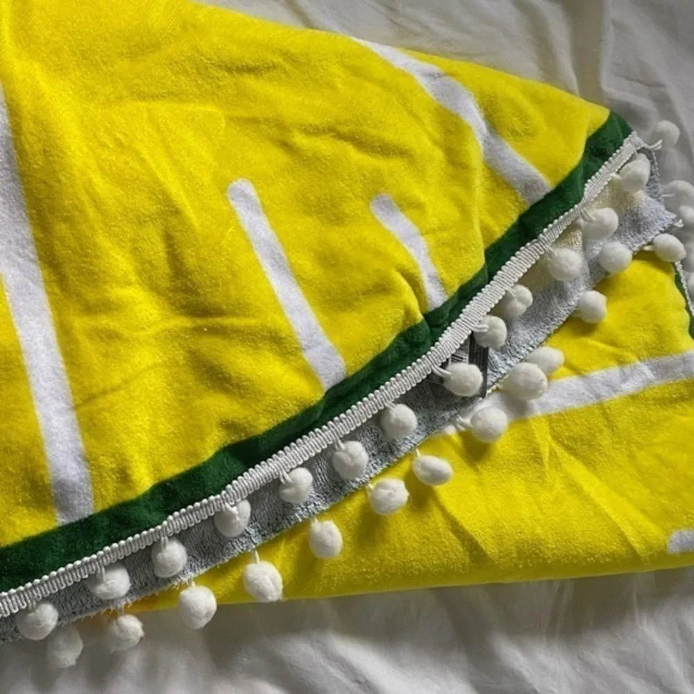 MODA NWT‎ Sliced Pineapple Round Pompom Hem Swim Beach Towel
